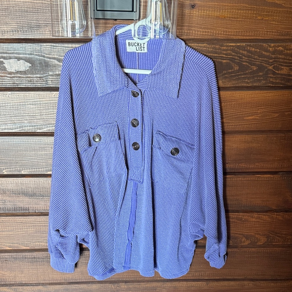 BUCKETLIST Lavender Textured Button- Down Shirt Jacket